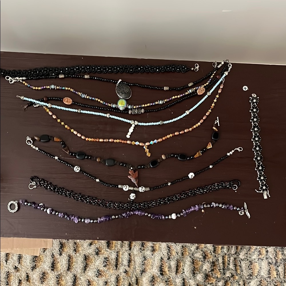 Elegant Black Beaded Necklace Set